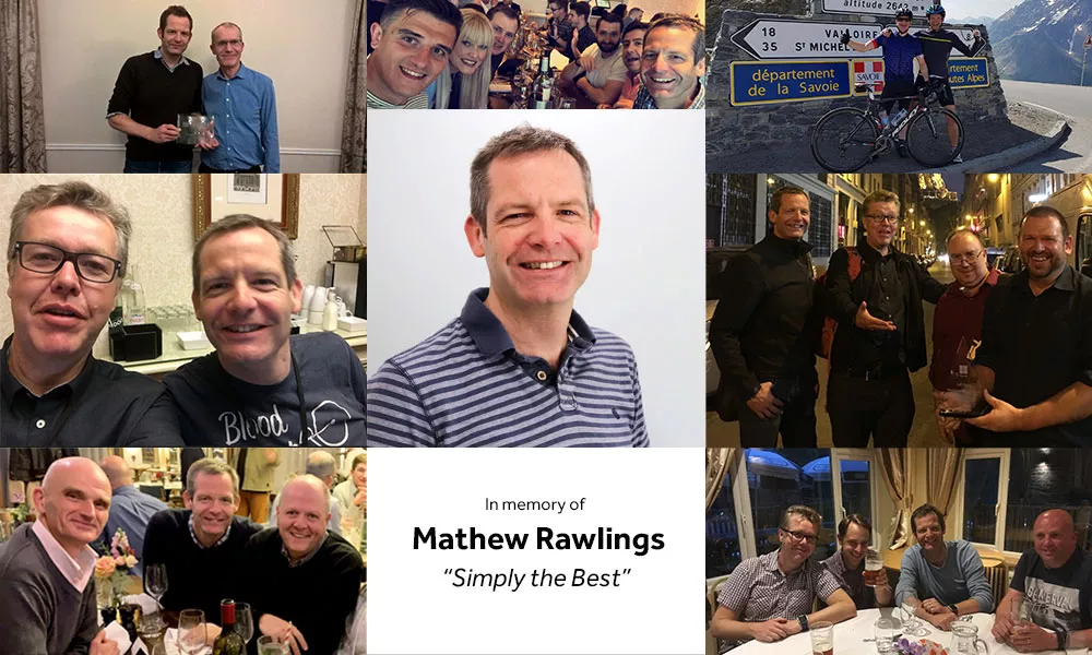 Collage of Mathew Rawlings with friends and colleagues