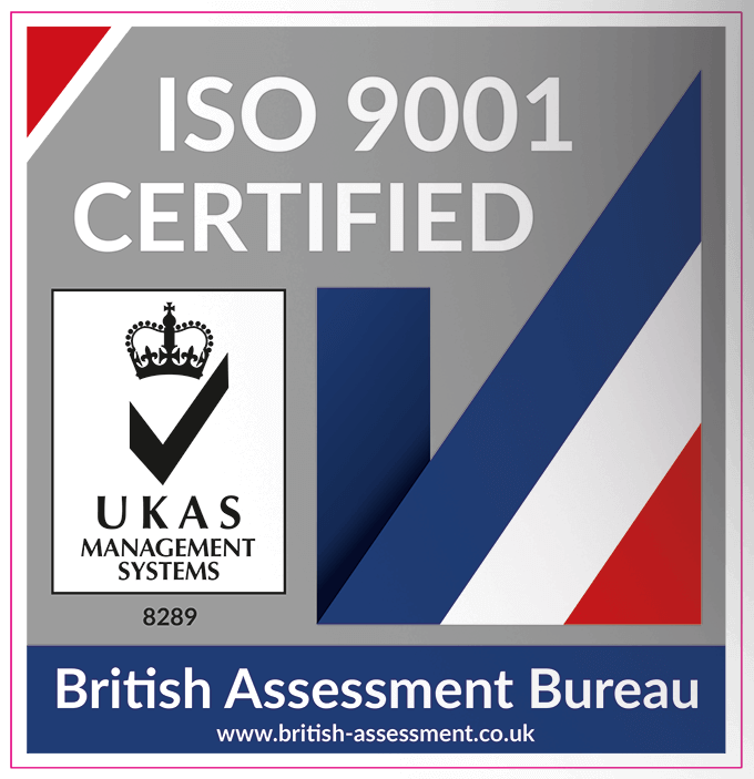 ISO 9001 certified logo on transparent background.