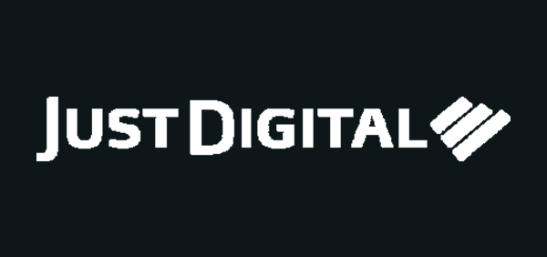 Just Digital logo in white on black backrgound