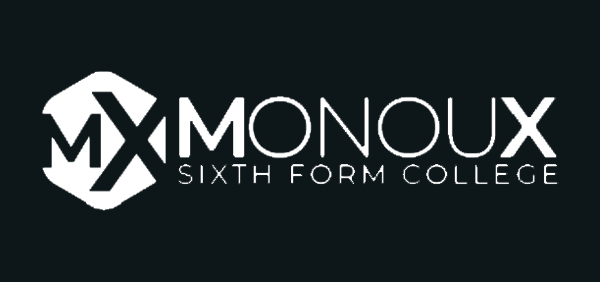 Sir George Monoux Sixth Form College logo in white on black background