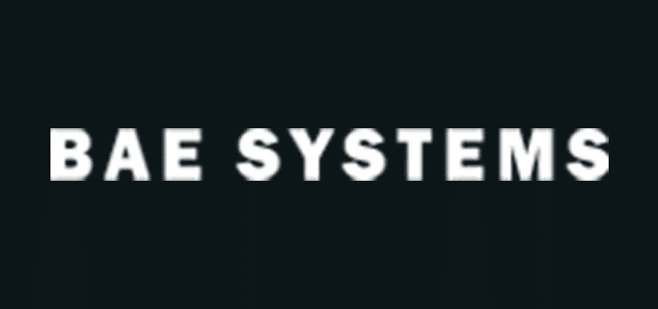 BAE systems white logo on black background