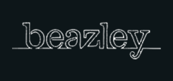 Beazley white logo on black background